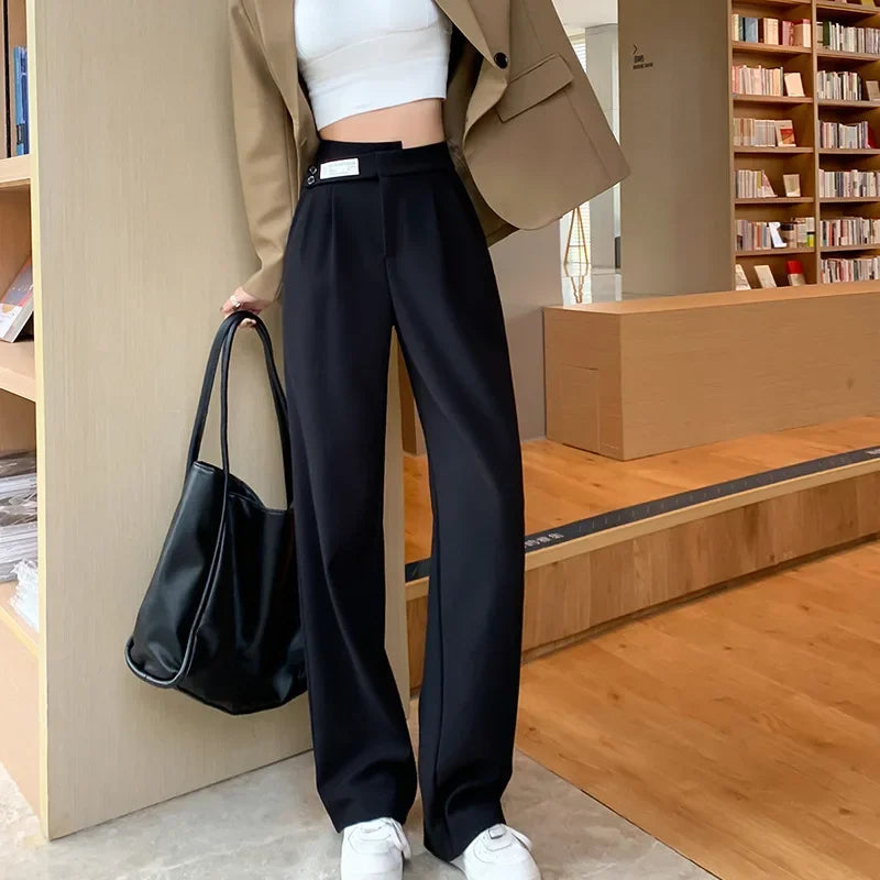 Women's High-waisted Draped Casual Slimming Trousers Bells Bottoms 2022 New Style Loose-fit Straight-leg Pants