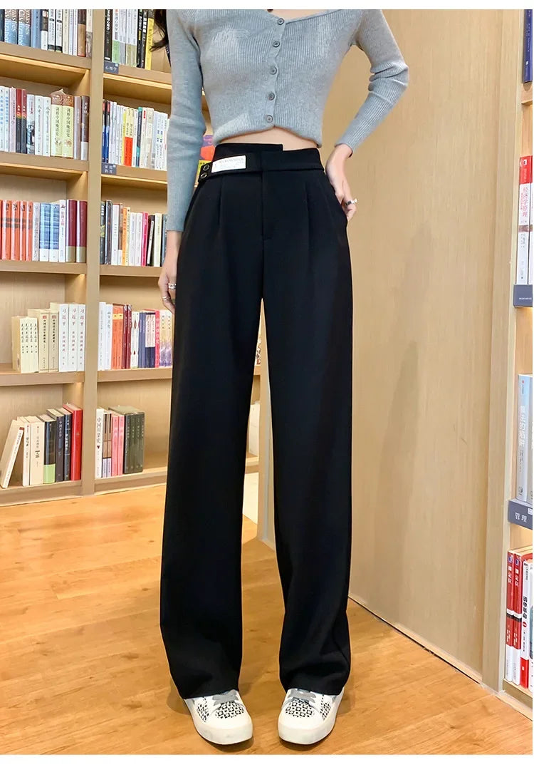 Women's High-waisted Draped Casual Slimming Trousers Bells Bottoms 2022 New Style Loose-fit Straight-leg Pants