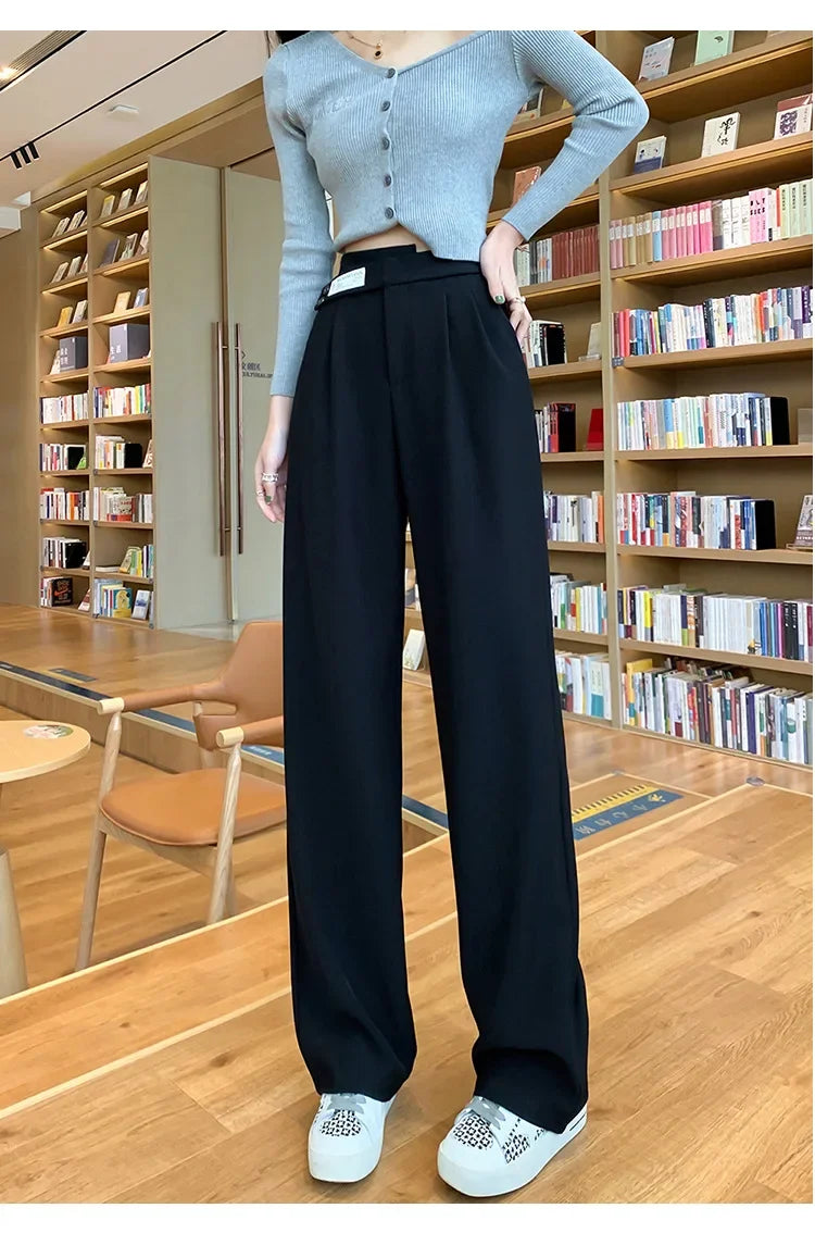 Women's High-waisted Draped Casual Slimming Trousers Bells Bottoms 2022 New Style Loose-fit Straight-leg Pants