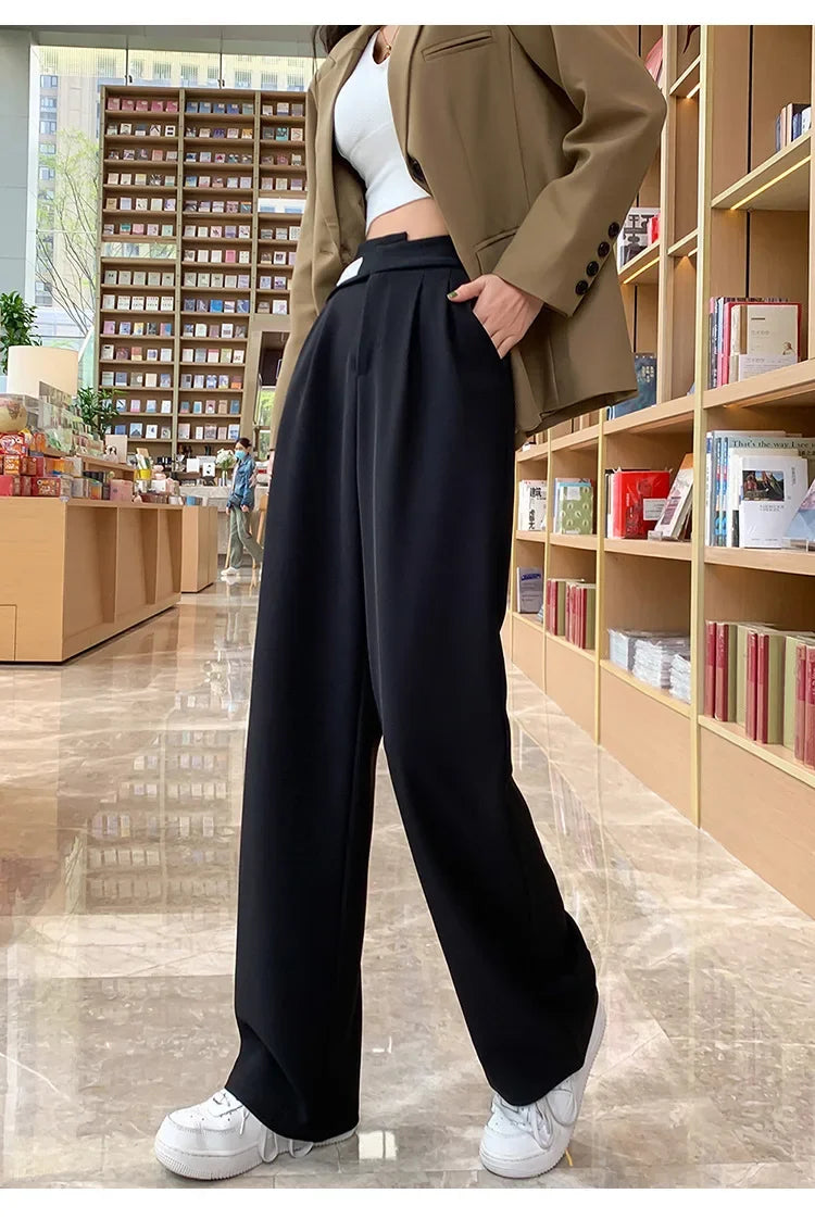 Women's High-waisted Draped Casual Slimming Trousers Bells Bottoms 2022 New Style Loose-fit Straight-leg Pants