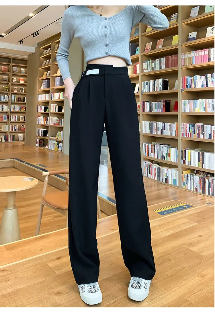 Women's High-waisted Draped Casual Slimming Trousers Bells Bottoms 2022 New Style Loose-fit Straight-leg Pants
