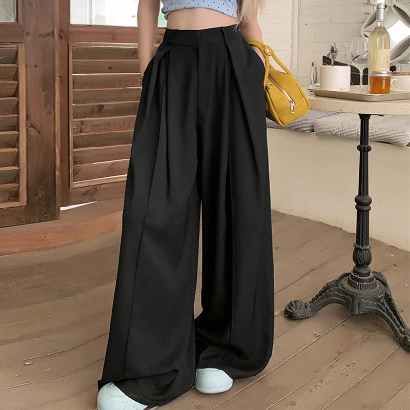 Wide Leg Pants Elastic High Waist