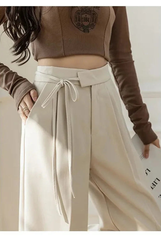 High Waisted Straight Leg Suit Pants