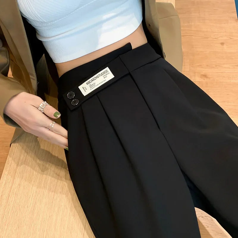 Women's High-waisted Draped Casual Slimming Trousers Bells Bottoms 2022 New Style Loose-fit Straight-leg Pants