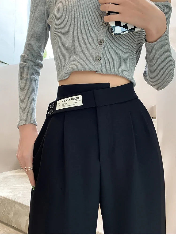 Women's High-waisted Draped Casual Slimming Trousers Bells Bottoms 2022 New Style Loose-fit Straight-leg Pants