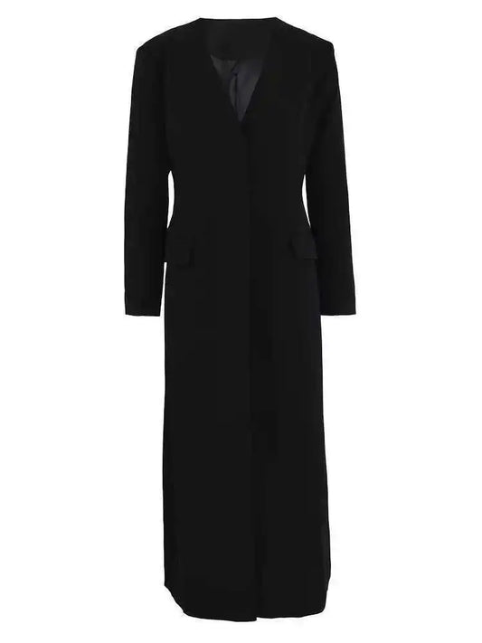 Black Long Blazer Long Sleeve Loose Fit Jacket