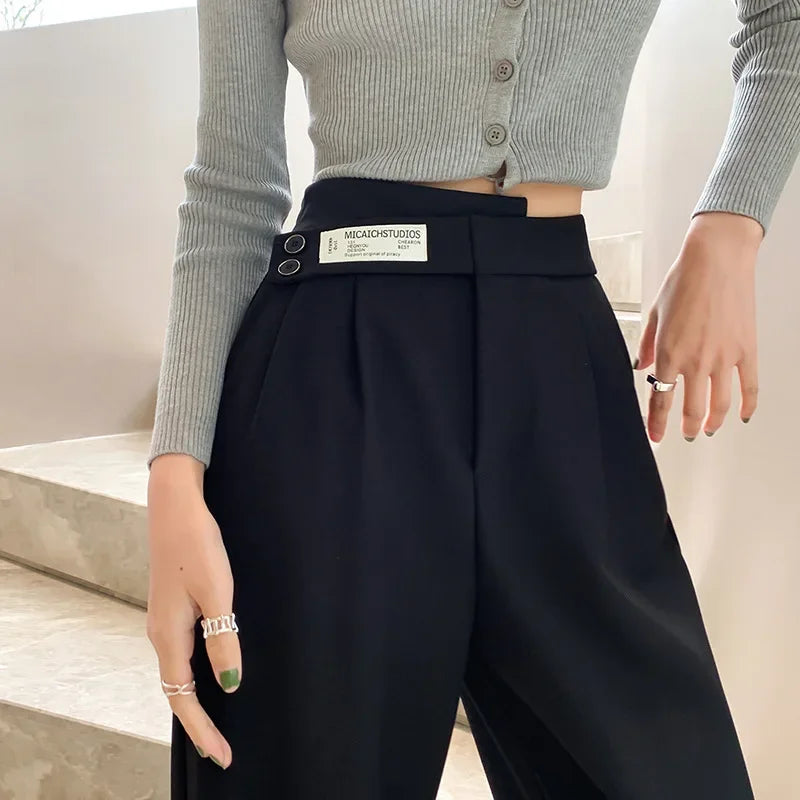 Women's High-waisted Draped Casual Slimming Trousers Bells Bottoms 2022 New Style Loose-fit Straight-leg Pants