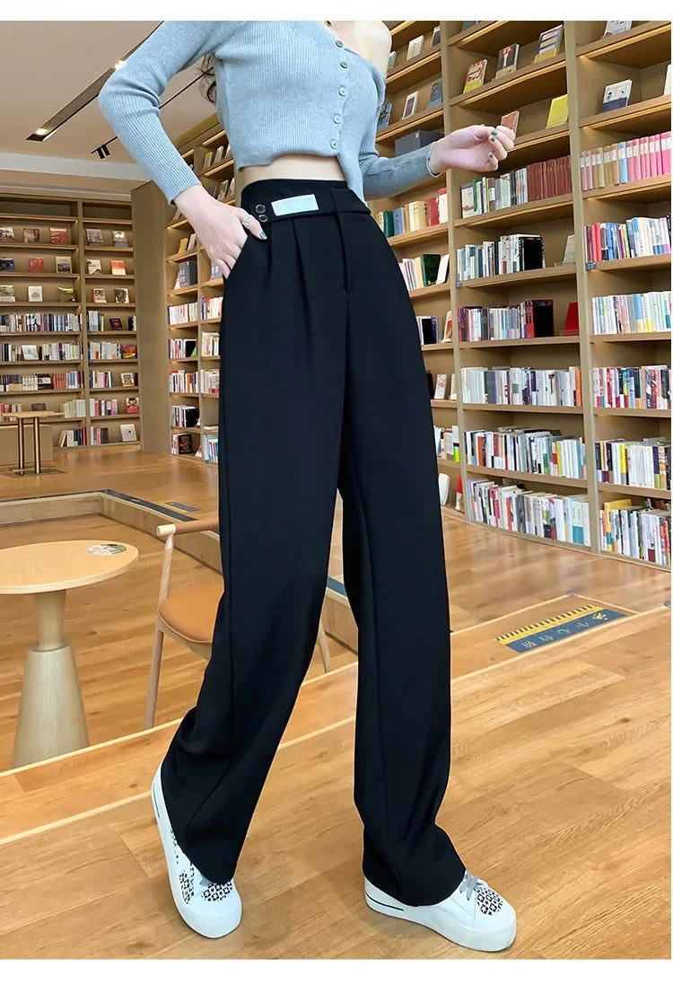 Women's High-waisted Draped Casual Slimming Trousers Bells Bottoms 2022 New Style Loose-fit Straight-leg Pants