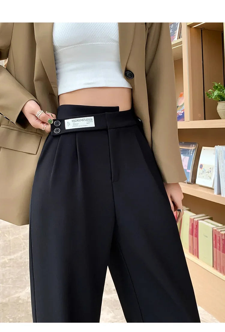 Women's High-waisted Draped Casual Slimming Trousers Bells Bottoms 2022 New Style Loose-fit Straight-leg Pants