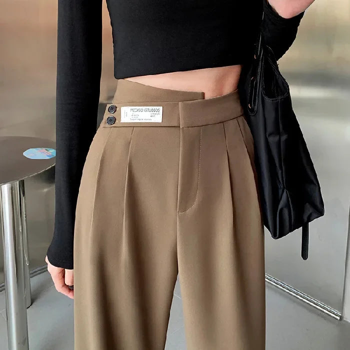 Women's High-waisted Draped Casual Slimming Trousers Bells Bottoms 2022 New Style Loose-fit Straight-leg Pants