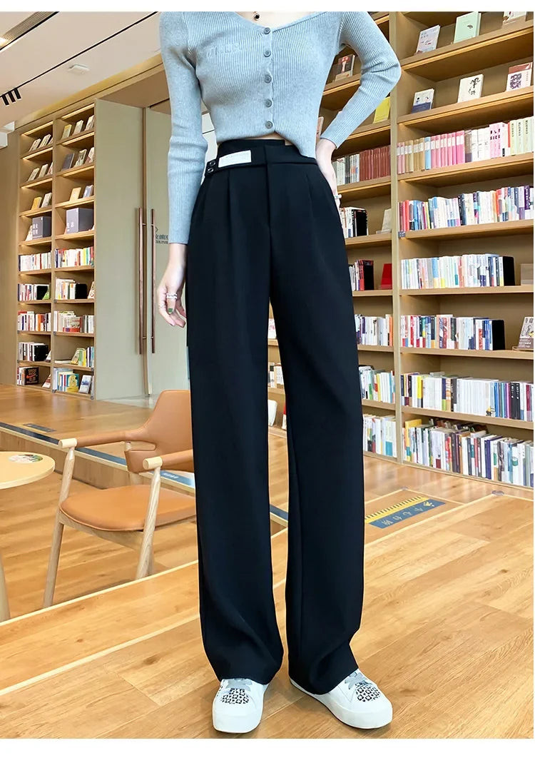 Women's High-waisted Draped Casual Slimming Trousers Bells Bottoms 2022 New Style Loose-fit Straight-leg Pants