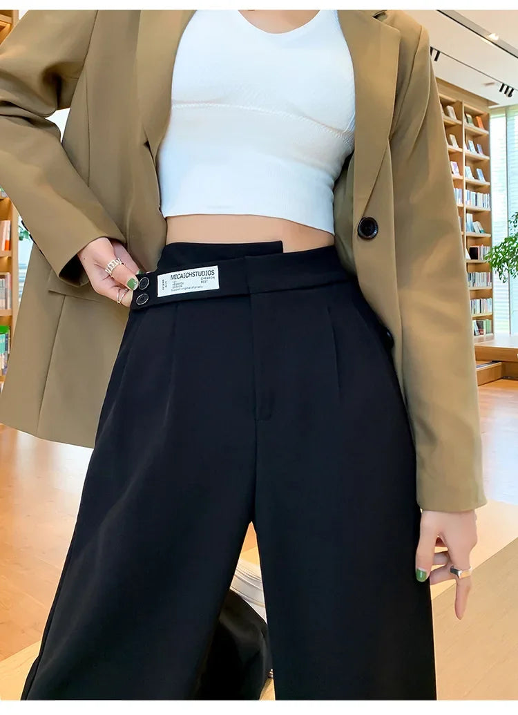 Women's High-waisted Draped Casual Slimming Trousers Bells Bottoms 2022 New Style Loose-fit Straight-leg Pants