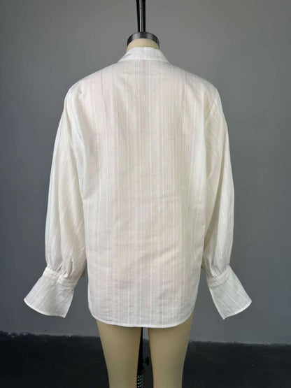 White Shirts  Long Sleeve Oversize Blouse Cotton