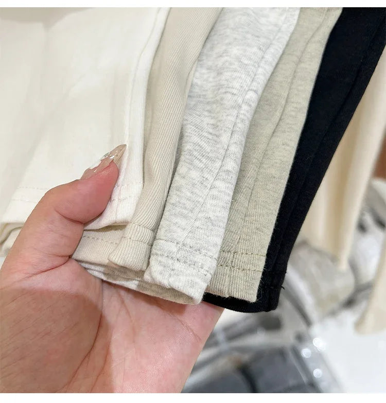 Button T-Shirt Tops Cotton Slim