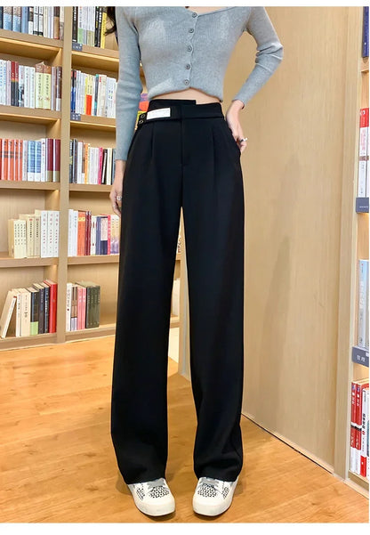 Women's High-waisted Draped Casual Slimming Trousers Bells Bottoms 2022 New Style Loose-fit Straight-leg Pants