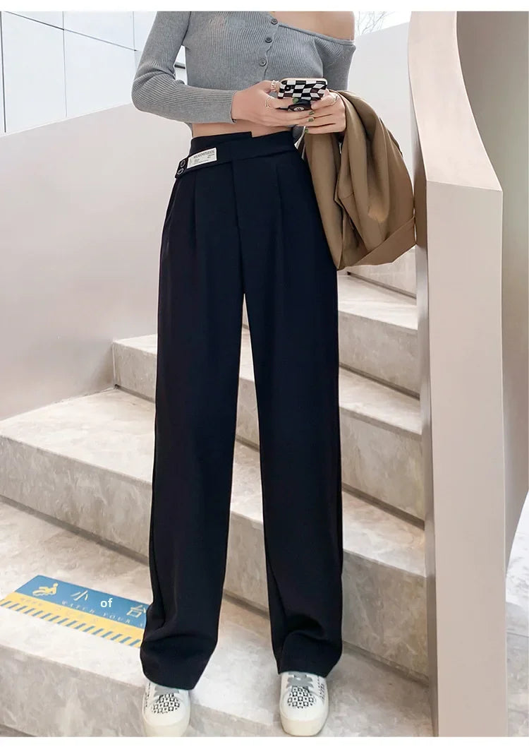 Women's High-waisted Draped Casual Slimming Trousers Bells Bottoms 2022 New Style Loose-fit Straight-leg Pants