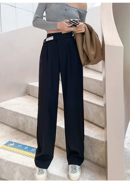 Women's High-waisted Draped Casual Slimming Trousers Bells Bottoms 2022 New Style Loose-fit Straight-leg Pants