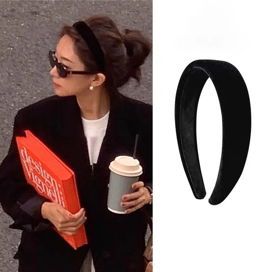 Vintage Velvet Headband Wide Cross