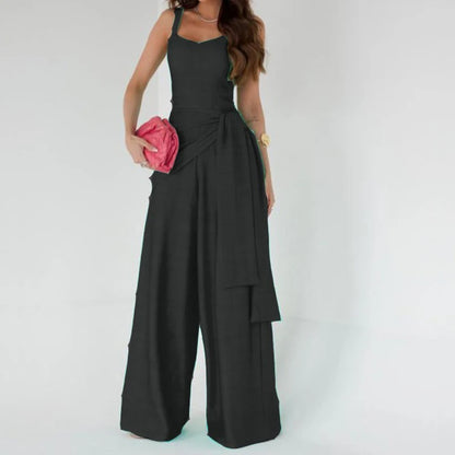 Waist Lace-up Long Jumpsuits