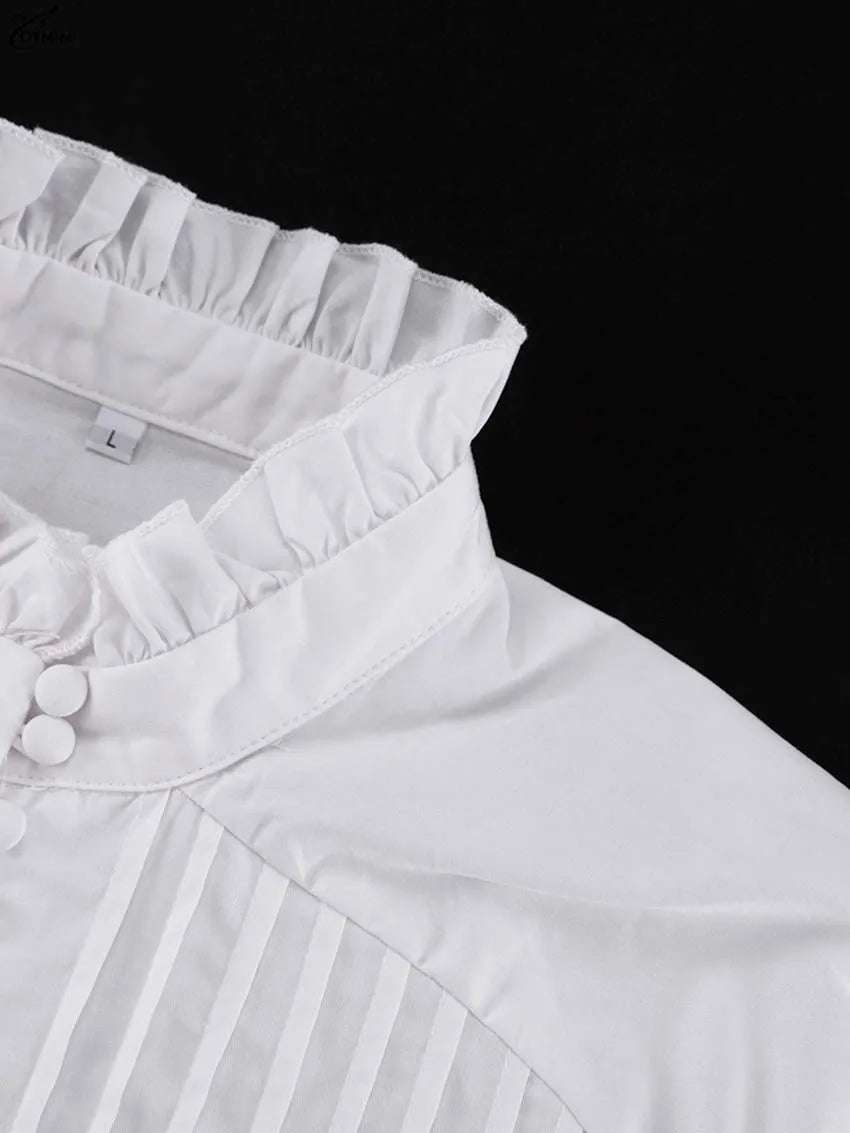 White Cotton Dress Casual - Long Sleeve