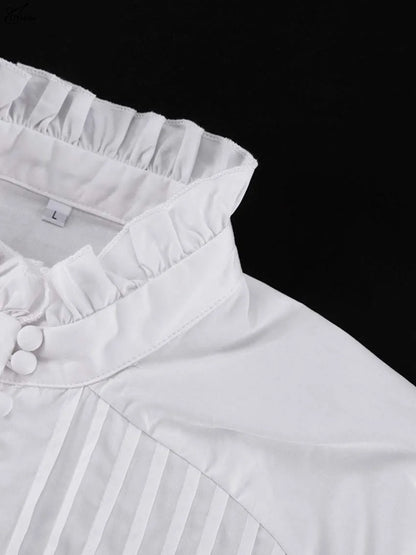 White Cotton Dress Casual - Long Sleeve