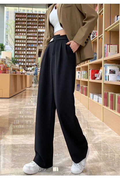 Women's High-waisted Draped Casual Slimming Trousers Bells Bottoms 2022 New Style Loose-fit Straight-leg Pants