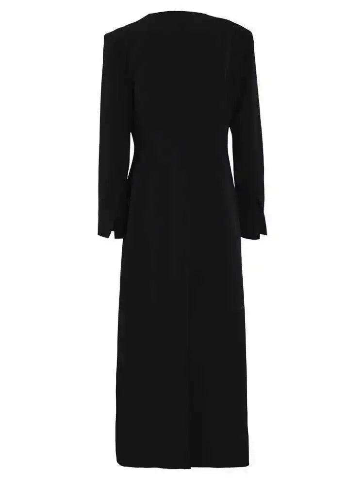 Black Long Blazer Long Sleeve Loose Fit Jacket