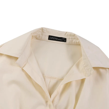 Elegant  Sundress Lapel Neck Long Sleeve Black Dress - Long Dress