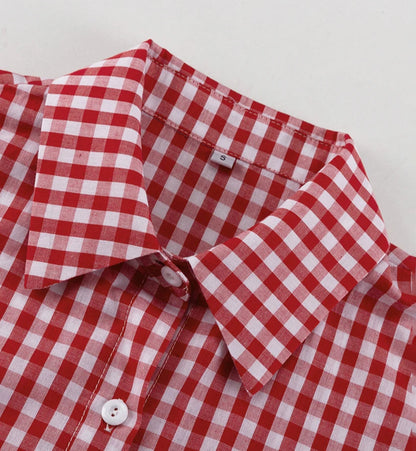 Loose Plaid Cotton  Blouse  Casual Long Sleeve Shirts