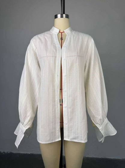 White Shirts  Long Sleeve Oversize Blouse Cotton