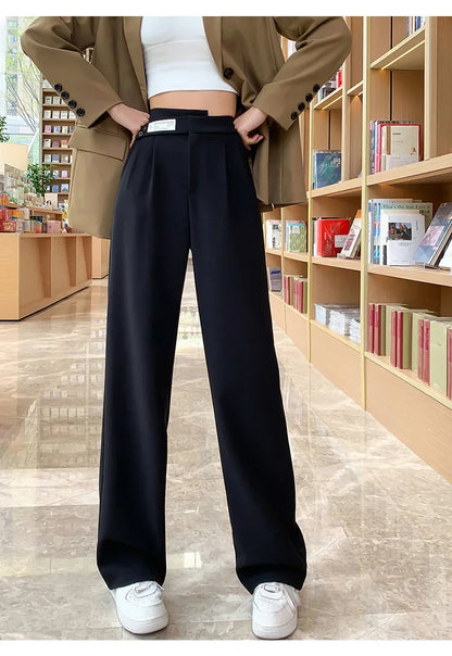 Women's High-waisted Draped Casual Slimming Trousers Bells Bottoms 2022 New Style Loose-fit Straight-leg Pants
