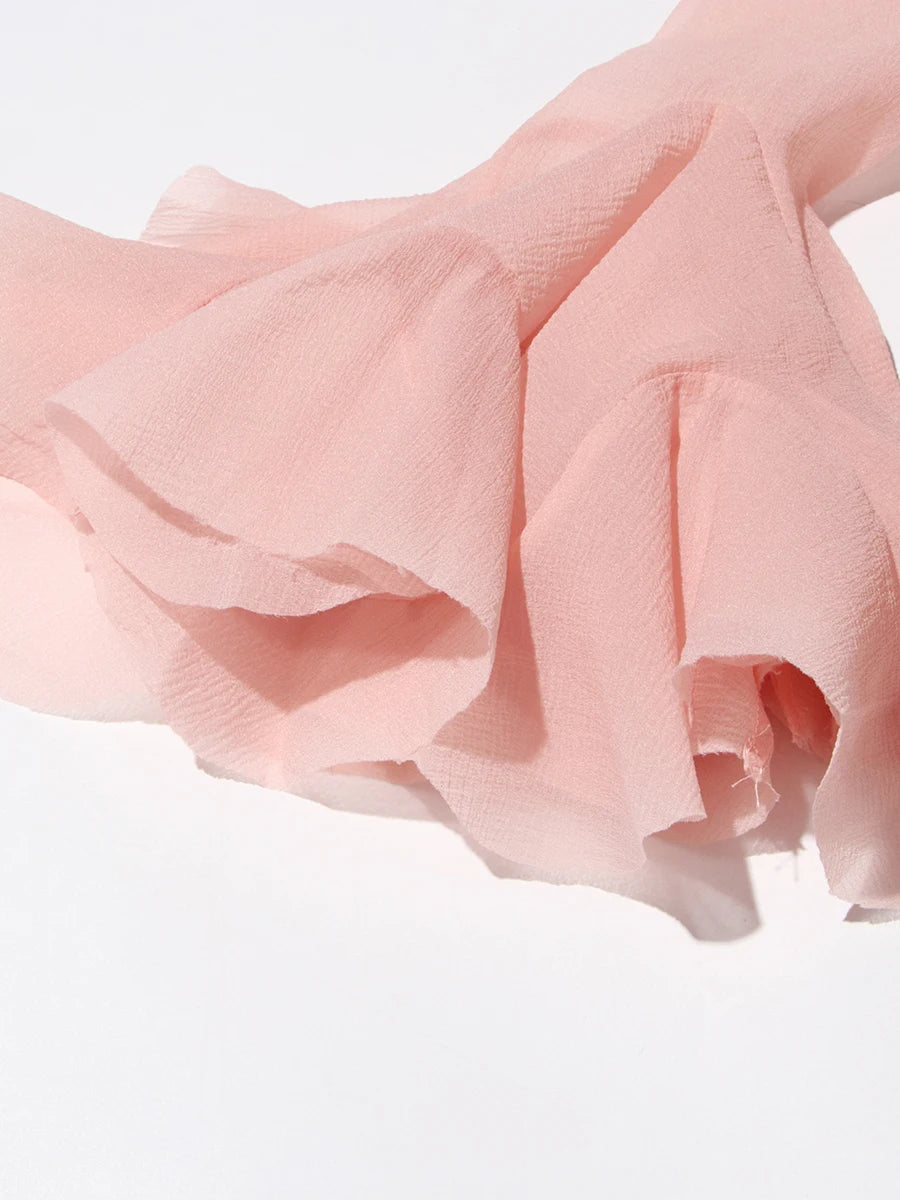 Slimming Dresses -  Long Sleeve High Waist Patchwork Ruffles