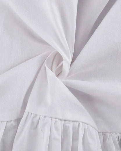 White Cotton Dress Casual - Long Sleeve