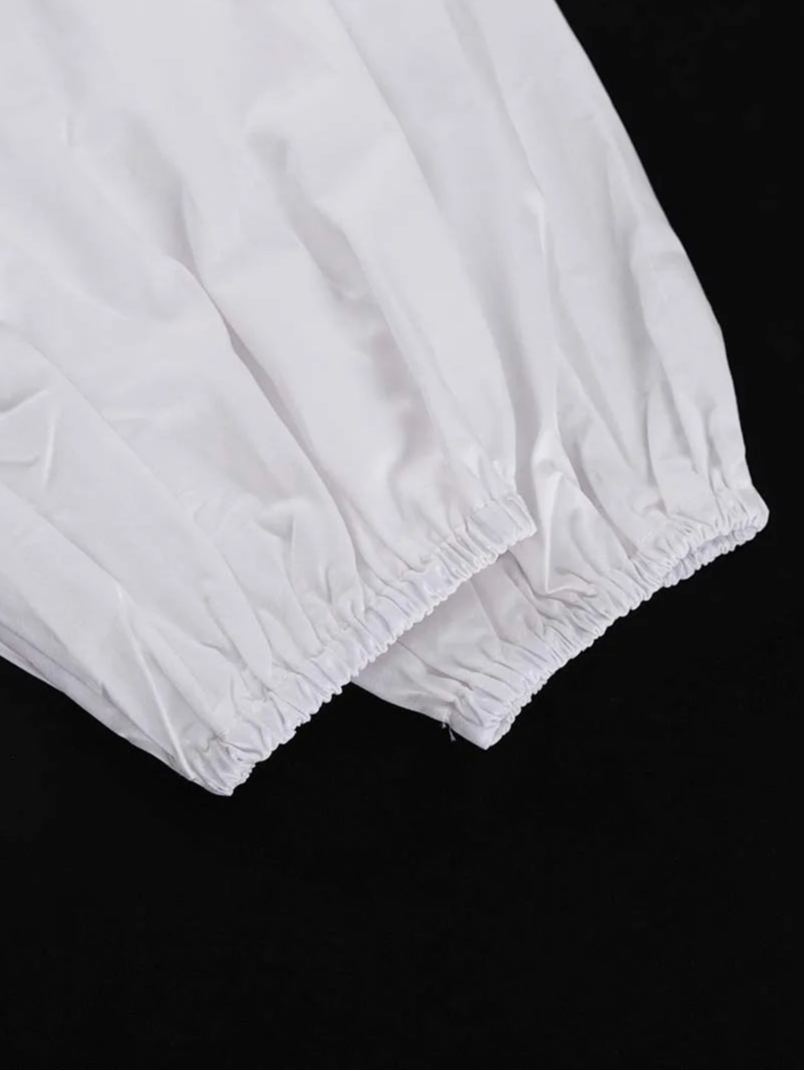 White Cotton Dress Casual - Long Sleeve