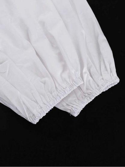 White Cotton Dress Casual - Long Sleeve