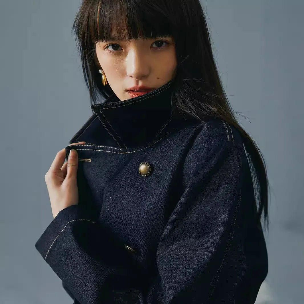Denim  Trench Coat For Autumn And Winter