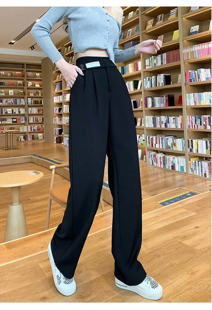 Women's High-waisted Draped Casual Slimming Trousers Bells Bottoms 2022 New Style Loose-fit Straight-leg Pants