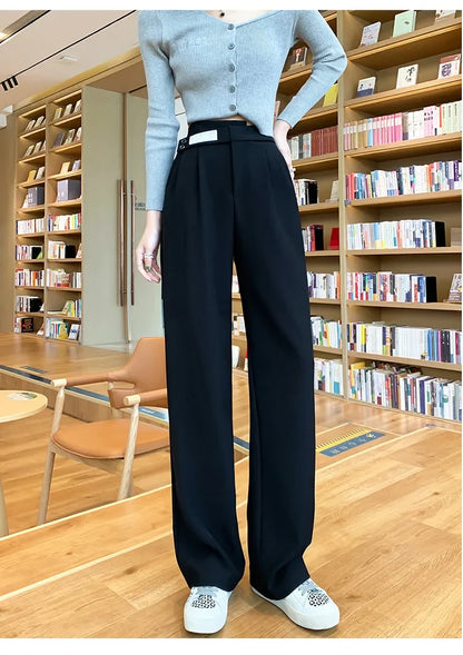 Women's High-waisted Draped Casual Slimming Trousers Bells Bottoms 2022 New Style Loose-fit Straight-leg Pants