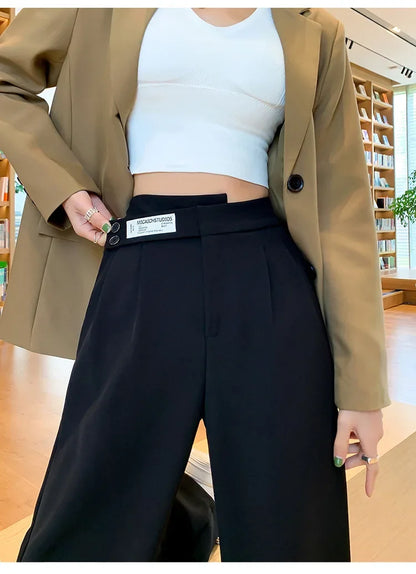 Women's High-waisted Draped Casual Slimming Trousers Bells Bottoms 2022 New Style Loose-fit Straight-leg Pants